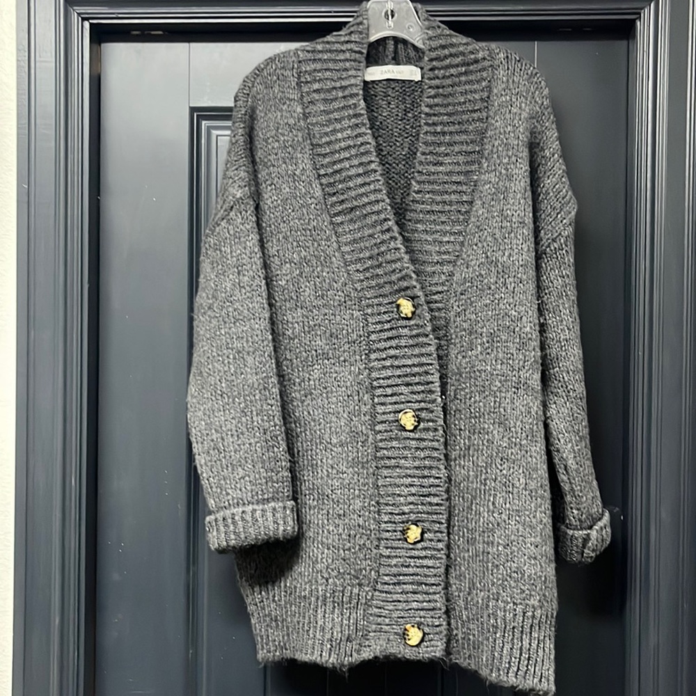 Zara oversized gray cardigan.  Super comfy and cozy!